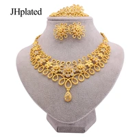 folwers necklaces set of earrings bracelets gold plated jewelry sets african bridal gifts necklace ring jewellery set for women