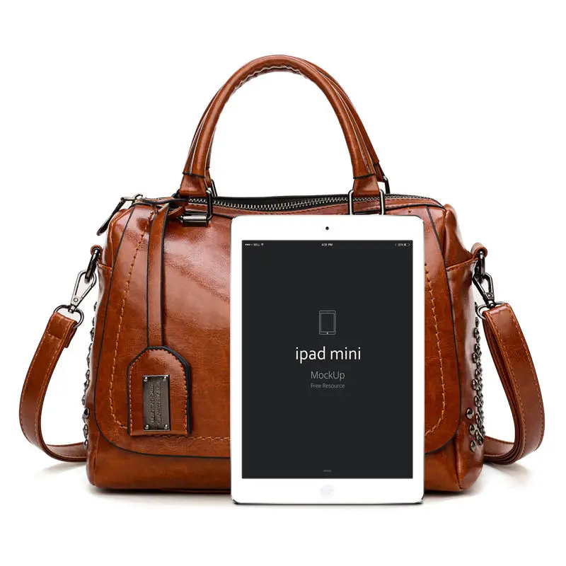 Leather handbag women's new retro bag Korean version of the wild Messenger shoulder | Багаж и сумки