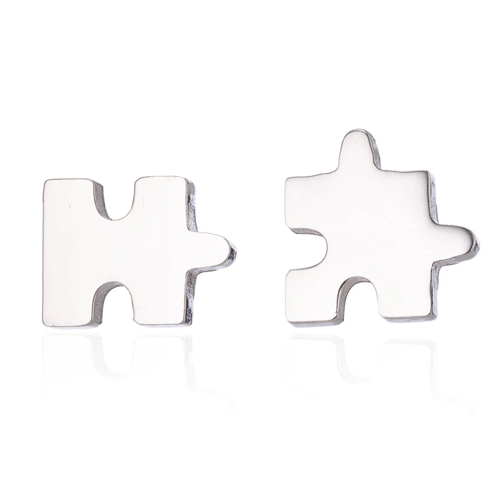 

Mini Stainless Steel Puzzle Stud Earring Stylish Cute Jigsaw ear studs 2021 New Women Minimalist Earrings Games Jewelry