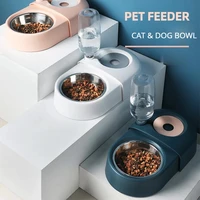 dogs cats bowl food drinking fountains with automatic water outlet anti overturning feeders plastic feeding bowl pet accessories