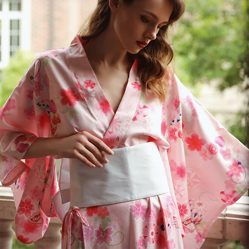 

Размера плюс миниюбки японская горничная платье розовый длинный халат кимоно с принтом симпатичного эротические Корова косплей костюм для...