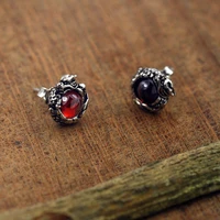 personality dragon earrings red stone crystal earrings silver color women mens earrings motorcycle party jewelry accessories
