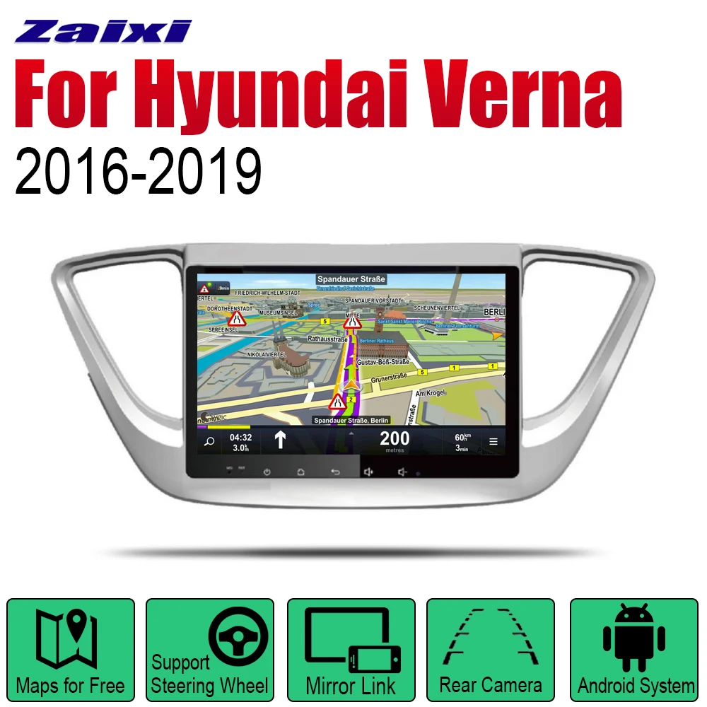 

For Hyundai Verna 2016-2019 Car Accessories Android Multimedia Player GPS Navigation System DSP Stereo Radio Video Auto 2din