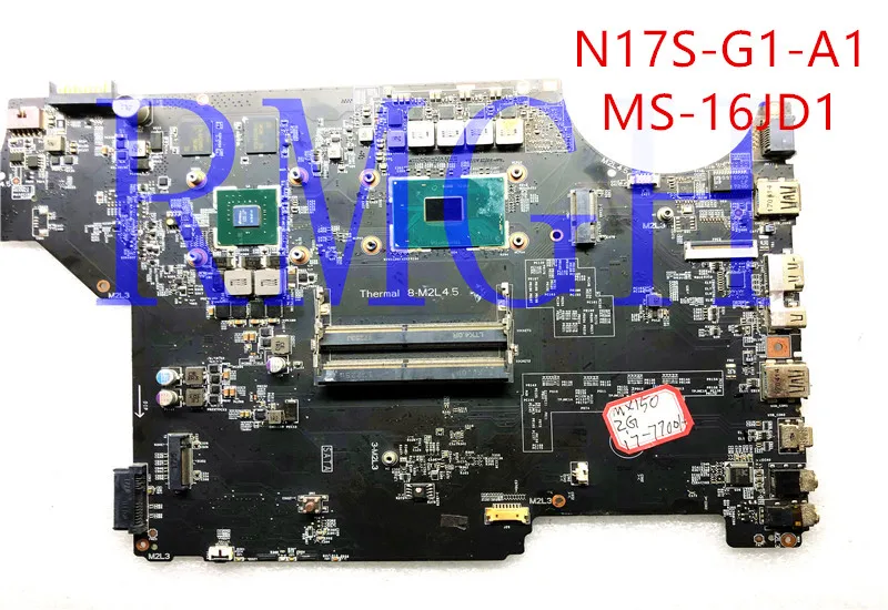 

FOR Original para msi pl62 7rc MS-16JD MS-16JD1 rev 1.0 placa-mãe do forportátil com sr32s I5-7300HQ N17S-G1-A1 gpu 100% testado