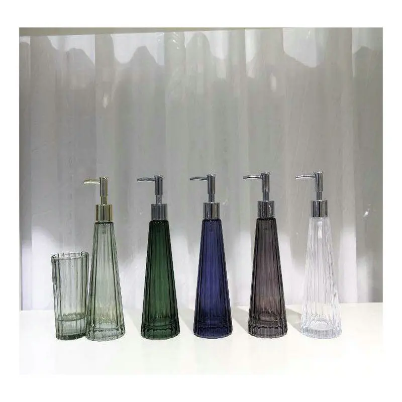 

European Glass Bottle Home Furnishing Hotel Bathroom Accessories Shaped Bottle Hand Washing Liquid Glass Soap Dispenser