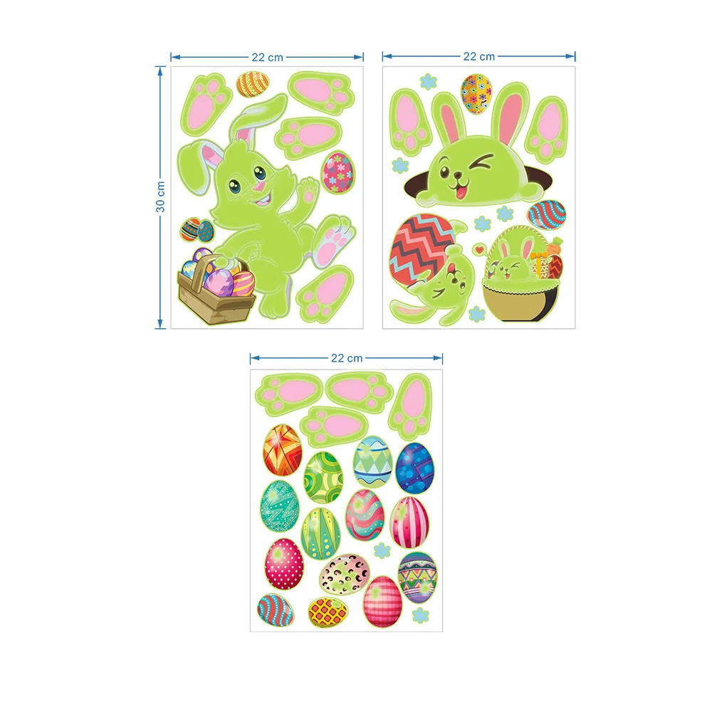 

Luminous Wall Stickers Easter Bunny Footprints Egg Holiday Decoration Fluorescent Stickers Glow In The Dark Stickers