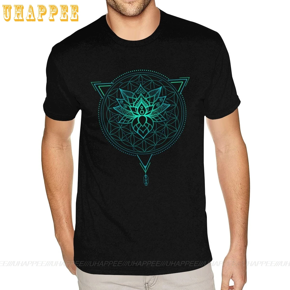 Семейная футболка с изображением цветка лотоса и мандалы большие размеры