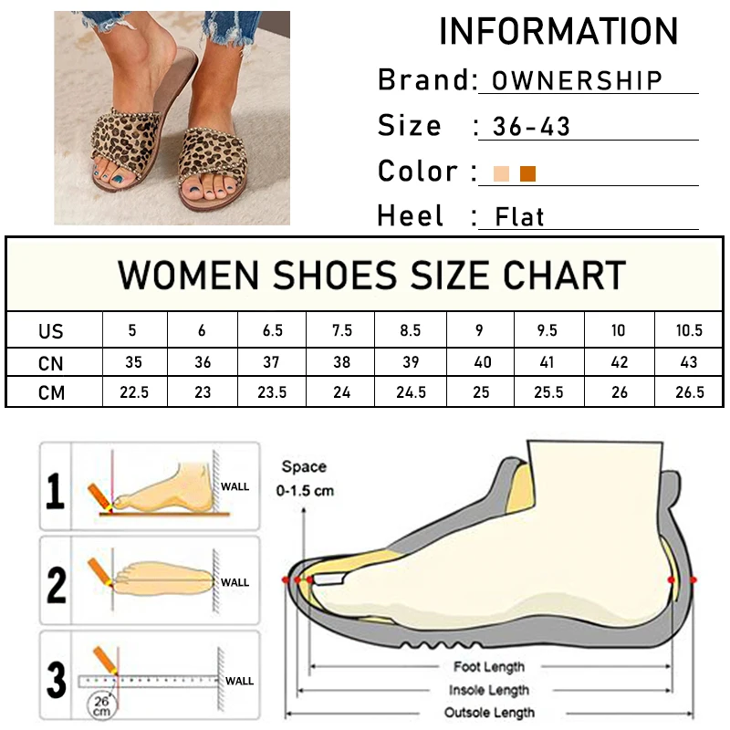 

2021 Women Leopard Slippers Female Leisure Hook Loops Flats Ladies Casual Sewing Slides Women Rivet Beach Shoes Plus Size