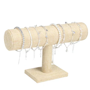 Linen Bracelet Holder Display Chain Bangle Watch T-Bar Rack Jewelry Display Organizer Hard Storage Shelf Stand