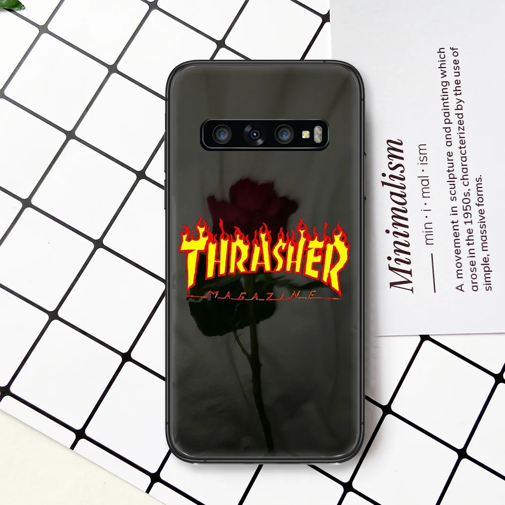 

Fashion Brand T-THRASHERS Phone Case Cover For For SamSung Galaxy S Note 7 8 9 10 20 Uitra Plus E Lite Black black Funda Pretty