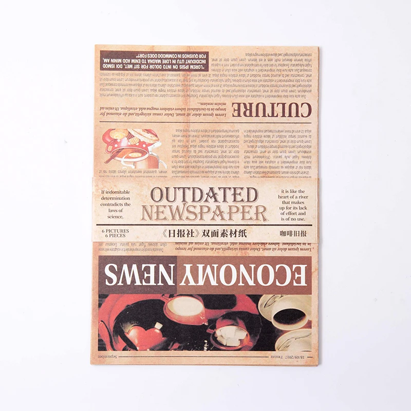 Dimi 6 листов новостная бумага серия двухсторонняя ретро-бумага для отрывания рук