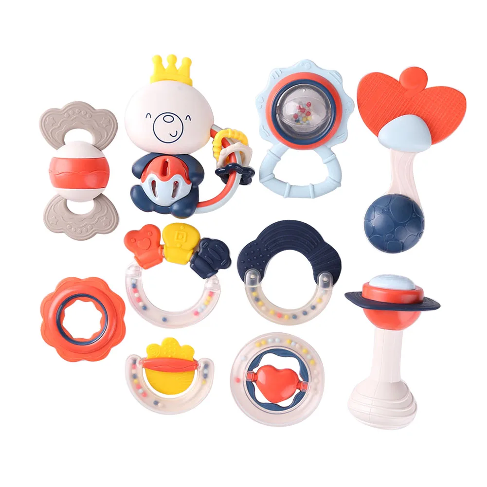 

Safe Silicone Baby Teether Appease Toy Cartoon Handbell Montessori Toys Set