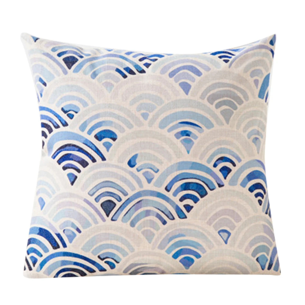 

1pc Fashion Blue Geometric Design Soft Comfortable Throw Pillow Case Removable Cushion Cover Sofa Bed Car Cafe Home Decoration