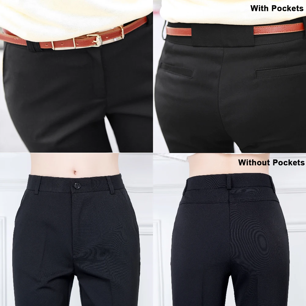 Брюки женские прямые с завышенной талией деловые облегающие строгие брюки