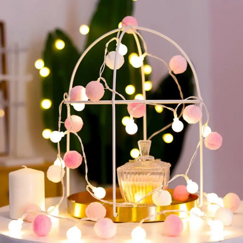 

Led Color Wool Ball Lamp Fairy String Lights Ins Girls Lamp DIY Garland Ornaments For Home Party Holiday Wedding Room Decor