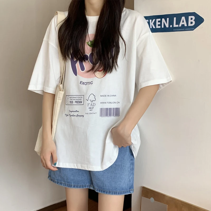 Модная брендовая футболка в гонконгском стиле с коротким рукавом Женская