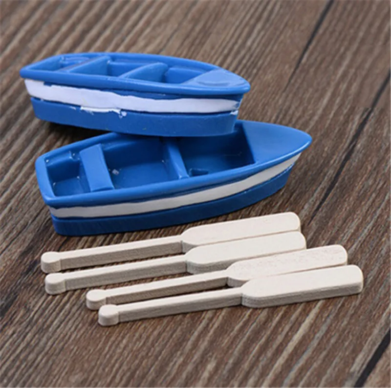 1 комплект милая синяя маленькая лодка и весло небольшой орнамент материал для