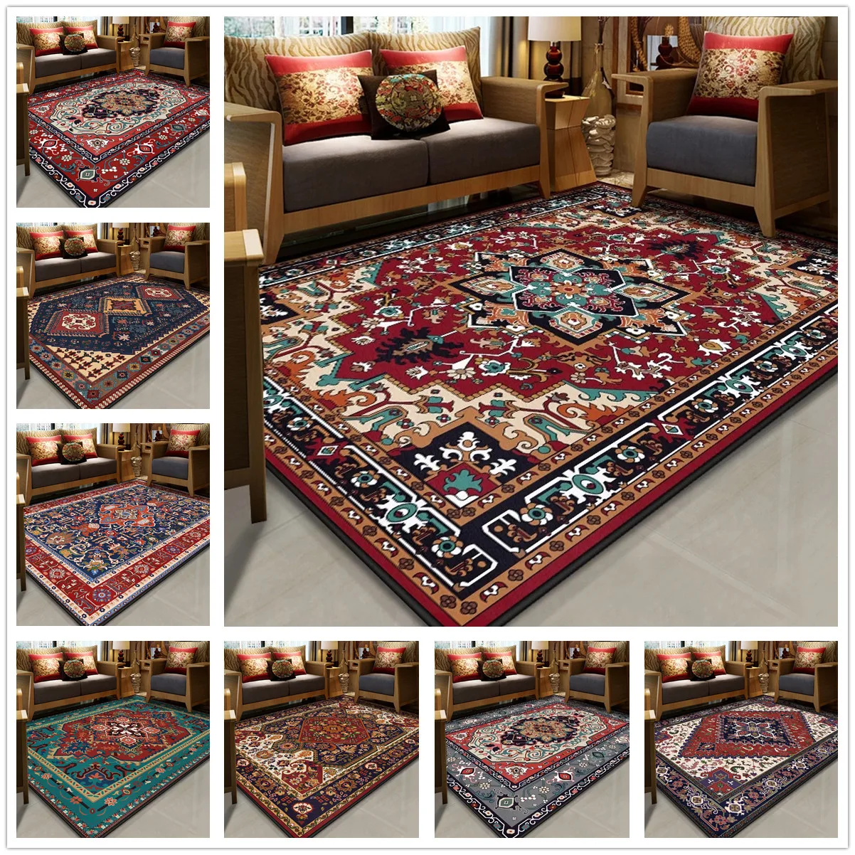 

Persian Rugs Living Room Carpet Crystal Velvet Turkish Kitchen Rug Bedroom Hallway Corridor Area Rug Door Prayer Floor Mat