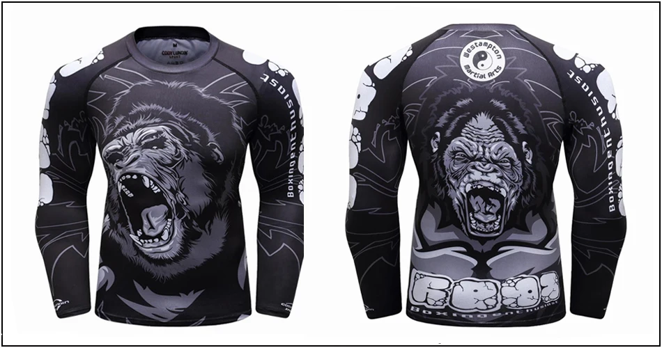 Рашгард ММА боксерская футболка BJJ Мужская Муай Тай печатная ММА обезьяна кикбоксинг рубашка Человек-паук тайский бокс бои боксерские майки