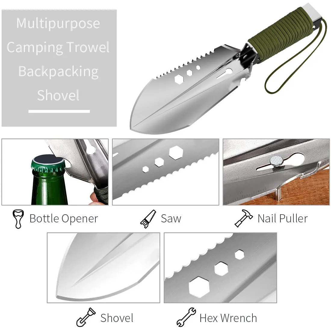 

Portable Small Multifunctional Garden Engineer Shovel Mini Hand Shovel Axe Portable Gardening Digging Tools Saw Nail Lifter