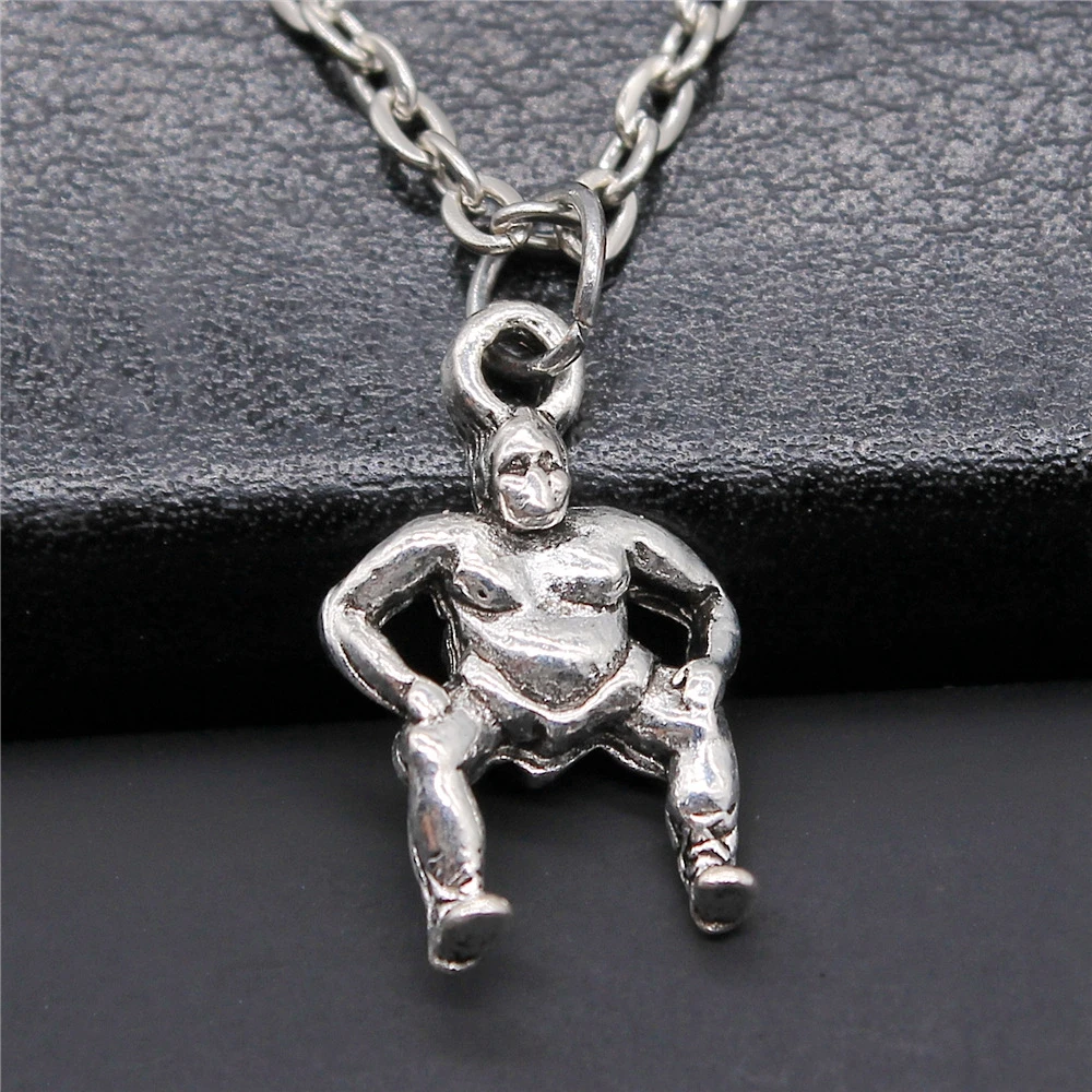 Модное античное серебряное ожерелье 13x20 мм с подвеской в виде спортивного сумо