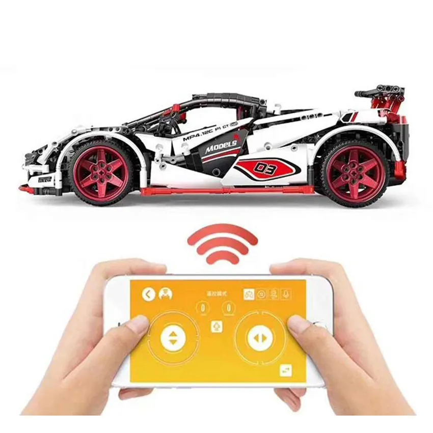 

New MOC APP RC Control Racing Car ICARUS fit technic city Motor Power Up Function Building Blocks Bricks Cars Toy Kid
