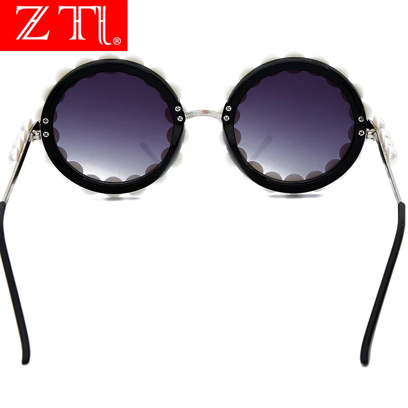 ZT Круглые Солнцезащитные очки с жемчугом Женские винтажные маленькие оправы