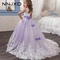 elegant princess dress for girls wedding purple tulle lace long girl dress party pageant bridesmaids formal gown for teen girls
