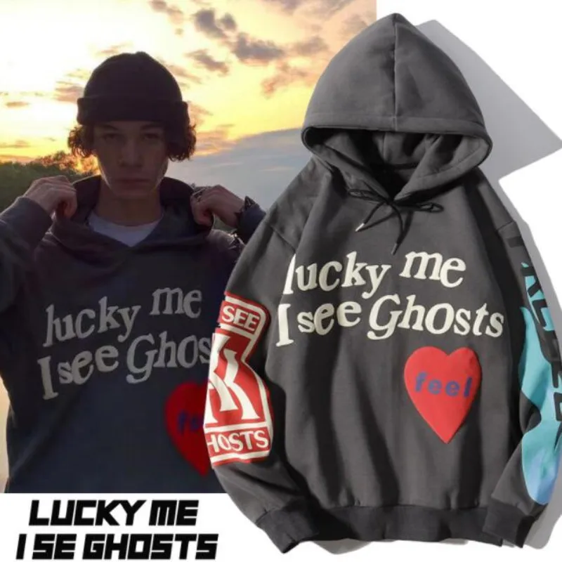 

2020 New Men Autumn Winter Fleece Kanye West Graffiti Letter Print Hoodies Sweatshirts Unisex Hoody Hip Hop Streetwear