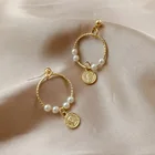 Популярные круглые серьги в стиле Ins в стиле барокко с золотым покрытием и монетами из акрила для женщин