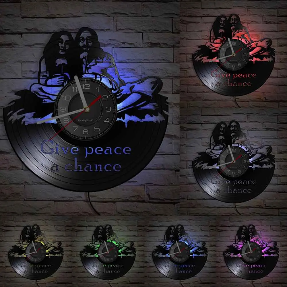 Виниловые настенные часы с цитатами в стиле хиппи монограммой виниловая