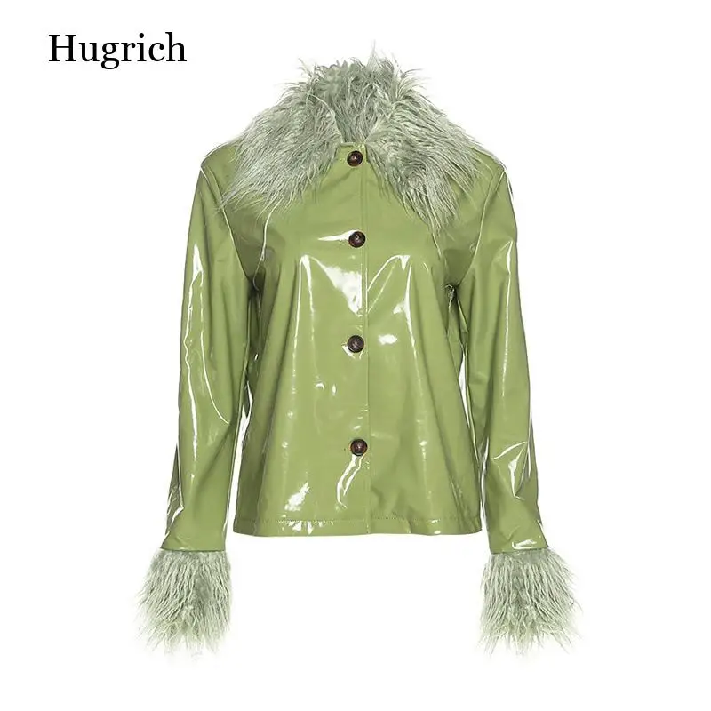 Женская однобортная куртка с меховым воротником модная облегающая теплая