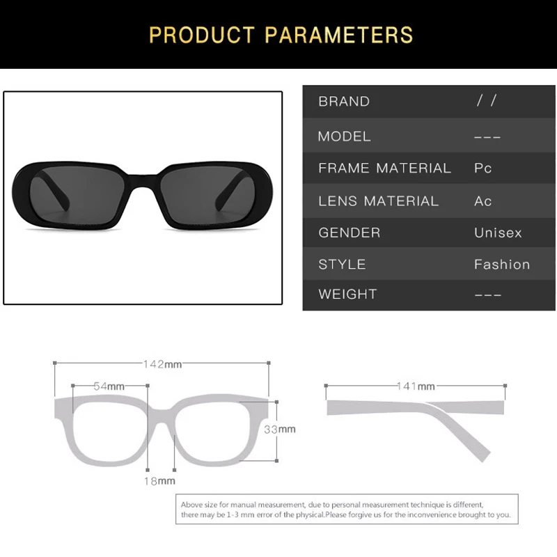 

Fashion Black Oval Sunglasses Ladies Square Retro Small Rectangle Sunglasses Gradient Luxury Brand Woman's Transparent Mirror