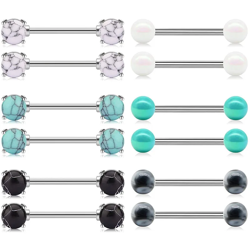 Женское кольцо для пирсинга с опалом и фианитом 14 г|Украшения тела| |