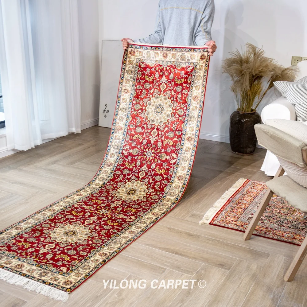 Yilong 2 5 'x 8' персидская галерея runner ручной работы шелковый ковер домашний декор