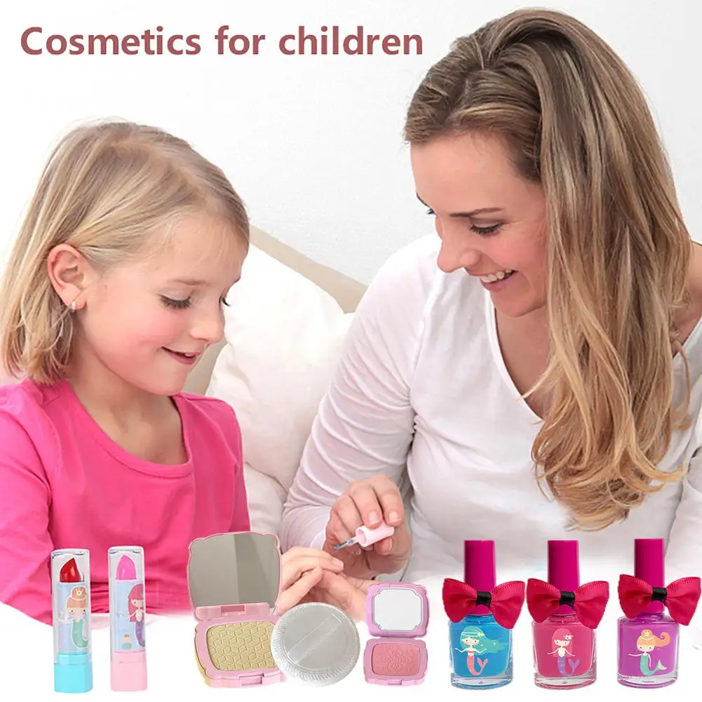 Baby Girls Make Up Set Toys Pretend Play Cosmetic Bag Beauty Hair Salon Toy Makeup Tools Kit Children Pretend Play Toys