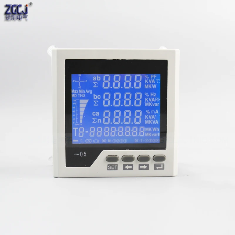 100A 200A 300A 600A 450VAC 3-фазный Многофункциональный измеритель коэффициент мощности мощность энергии кВтч A V Ватт Панель метр с 3 зажимами датчики