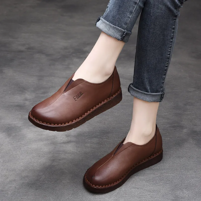 Женские лоферы Повседневная обувь из мягкой кожи Женская ручной работы