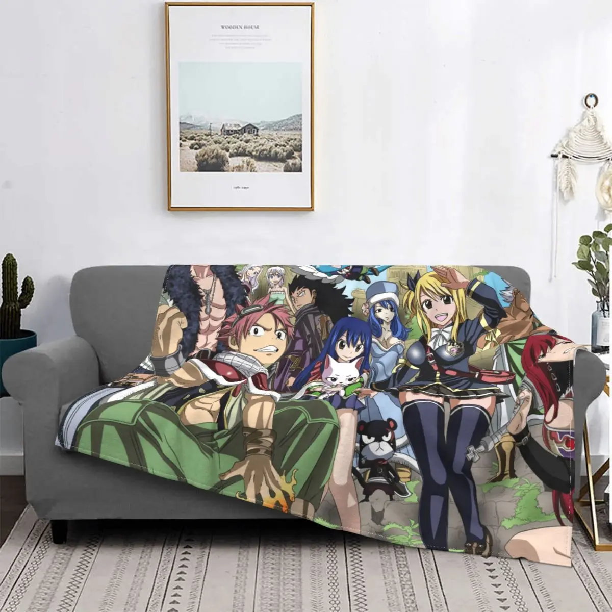 

Fairy Tail eterious Magic Comics, mantas cálidas y portátiles felices para ropa de cama de viaje