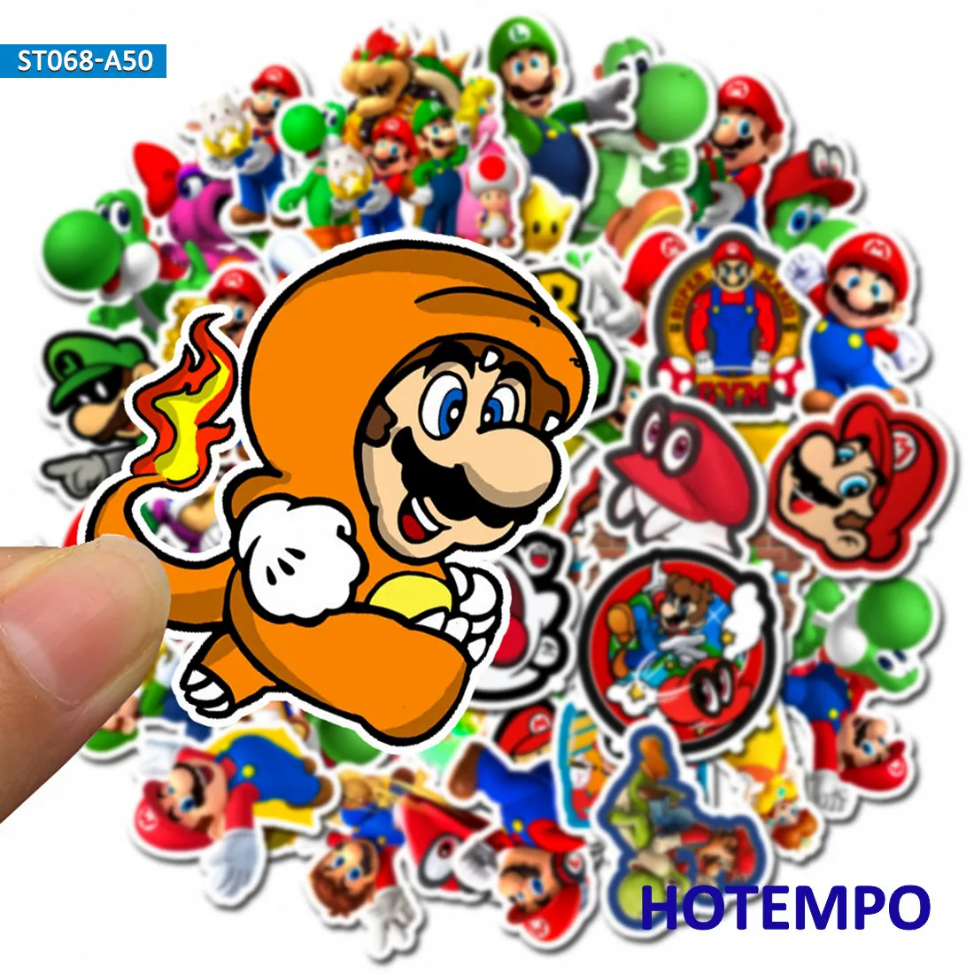 50pcs Cartoon Super Hero Mario Mush Stickers for DIY Mobile Phone Laptop Luggage Suitcase Skateboard Fixed Gear Decal Stickers