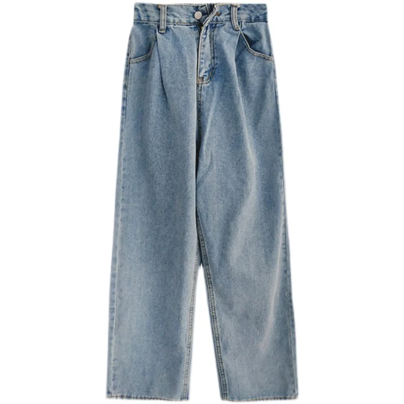 

DIMANAF Plus Size Women Jeans High Waist Denim Solid Female Fashion Trousers Casual Straight Pockets 2021 New Large Size 4XL