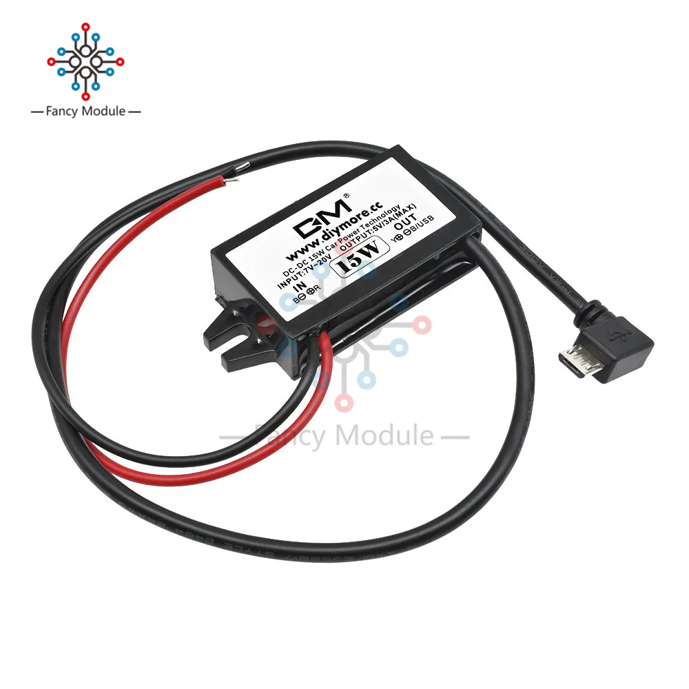 Водонепроницаемый понижающий преобразователь Micro USB 12 В 5 3 А модуль питания|dc-dc
