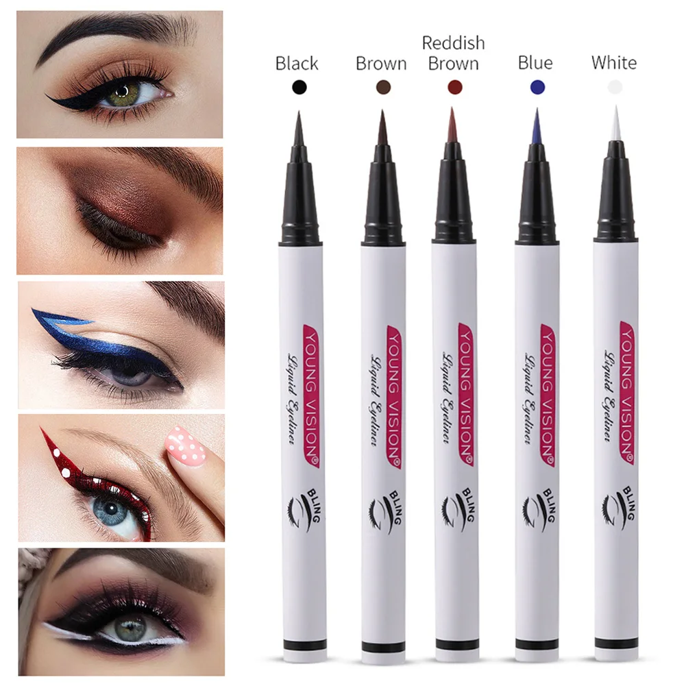 

5PCS Eyeliner Pen Quick-drying Waterproof Non-smudge Eye Liner Pen Liquid Texture Delicate Soft Eyeliner Cosmetics Makeup Tool