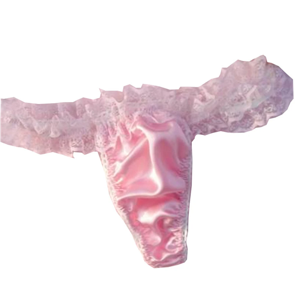 

Silk T-Back Panties Sexy Lace Low-Waist Thongs Ladies Smooth Soft Breathable Bikinis Underwear Trendy Briefs
