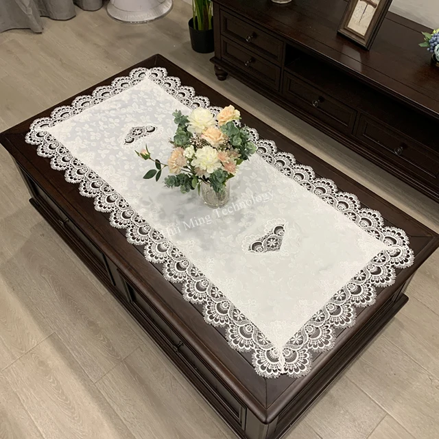 

European rectangle table cover embroidered Coffee Tablecloth Table Western Tea Table Cloth flower Solid Color Fabric Lace Book