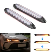 2x led car daytime running lights signal lamp waterproof universal auto headlight sequential turn signal yellow flowing lamp