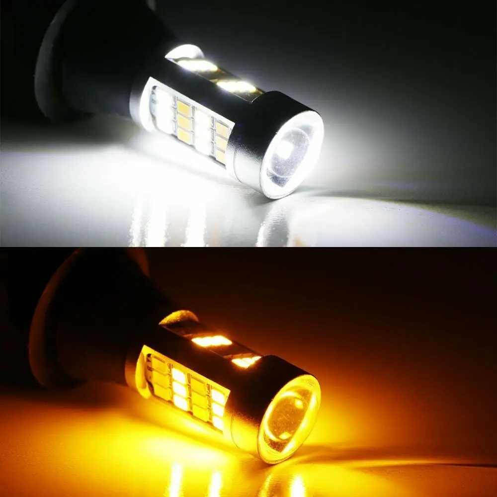 2x White & Amber Dual Color 7443 42SMD LED Switchback Turn Signals Lights Headlight Fog Light Bulbs COB | Автомобили и
