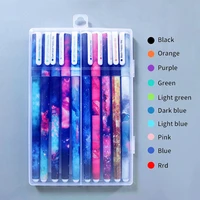 10pcsset colored neutral gel pen 0 5mm needle tip with box art painting drawing writing handle office stationery blue black ink