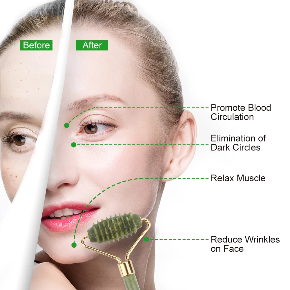Лицо нефрит для массажа роликовый лицевой массажер Gua Sha скребок доски набор