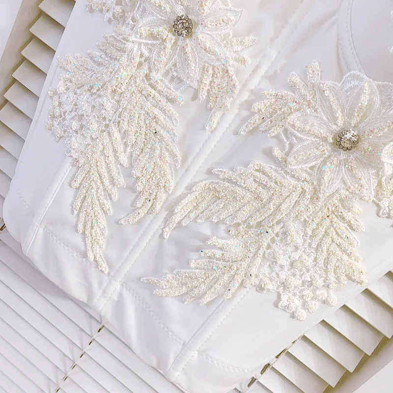 

2021 New Fashion Outer Wear Camisole Women's Corset Bra Embroidered Beaded Diamond Solid Color Knit Cropped Top y945